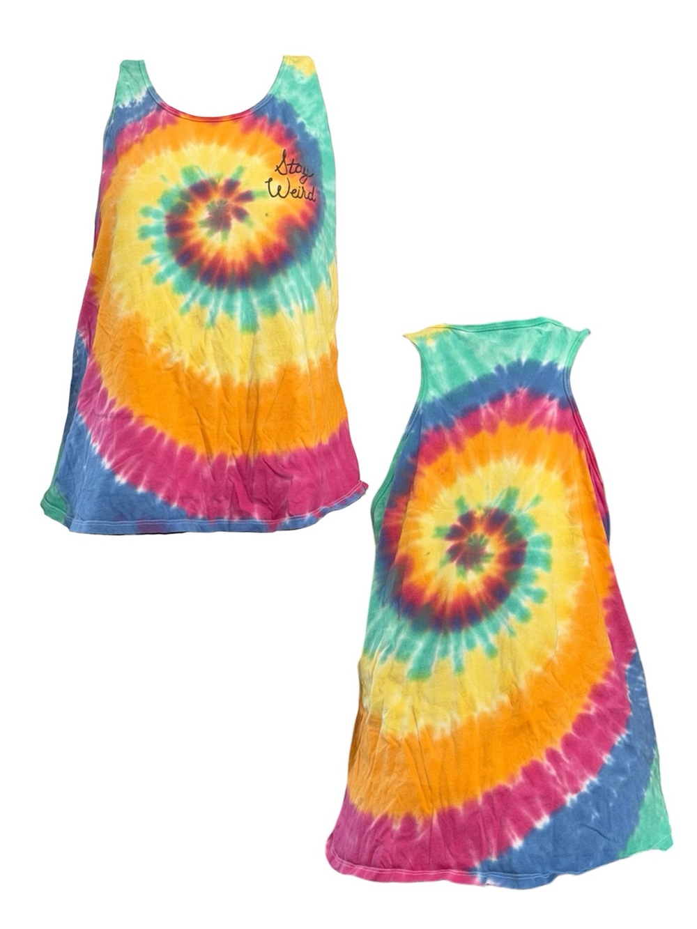 Black Matter Stay Weird Tie-Dye Spiral Tank Top